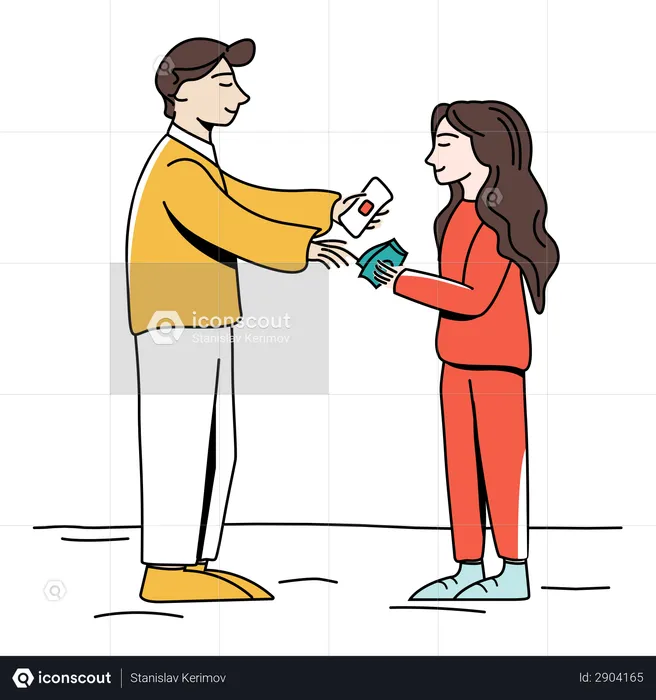 Father giving financial freedom to daughter  Illustration