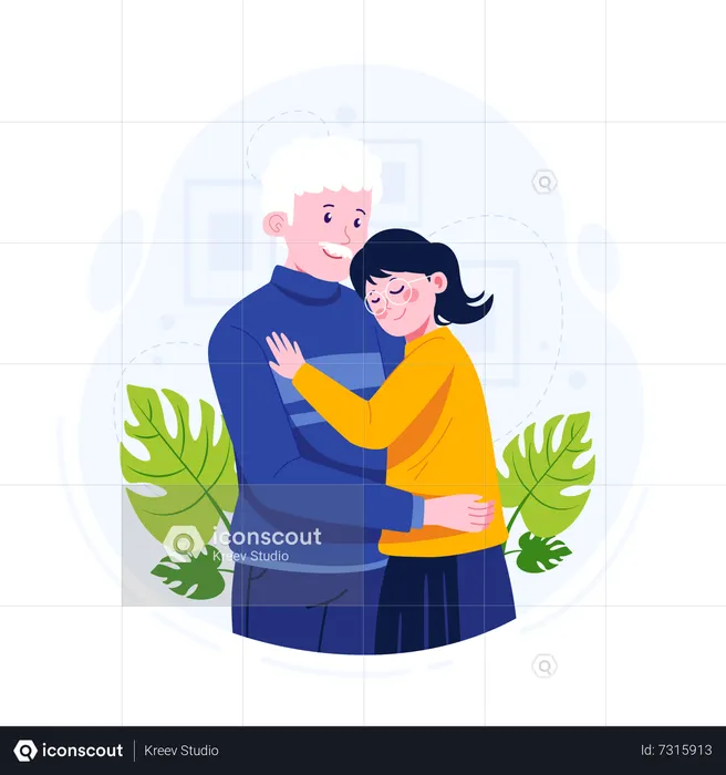 Father holding daughter  Illustration
