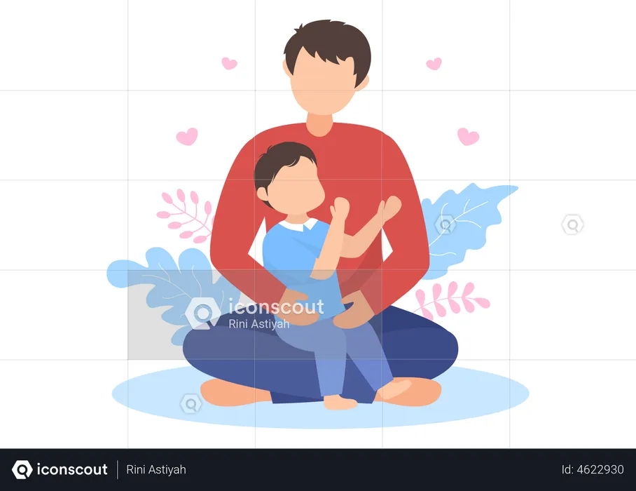 Father holding kid  Illustration