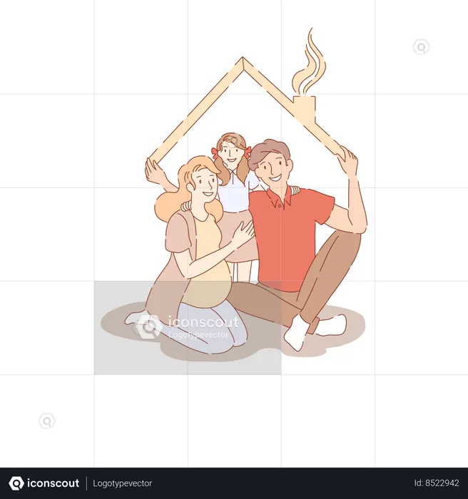 Father holding roof  Illustration