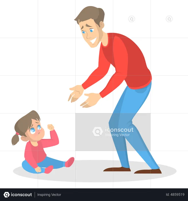 Father hugging little girl  Illustration