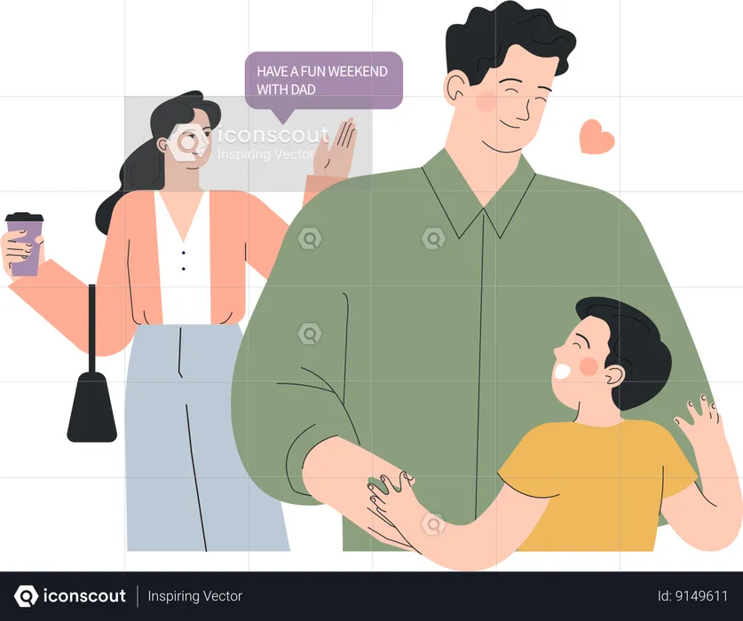 Father is spending time with his son  Illustration