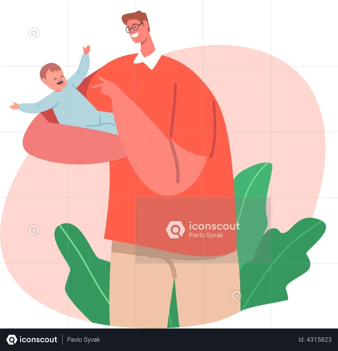 Father making child laugh  Illustration