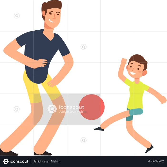 Father playing ball with son  Illustration