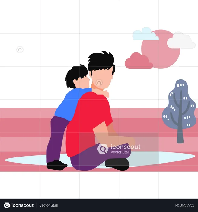 Father Playing With Child  Illustration