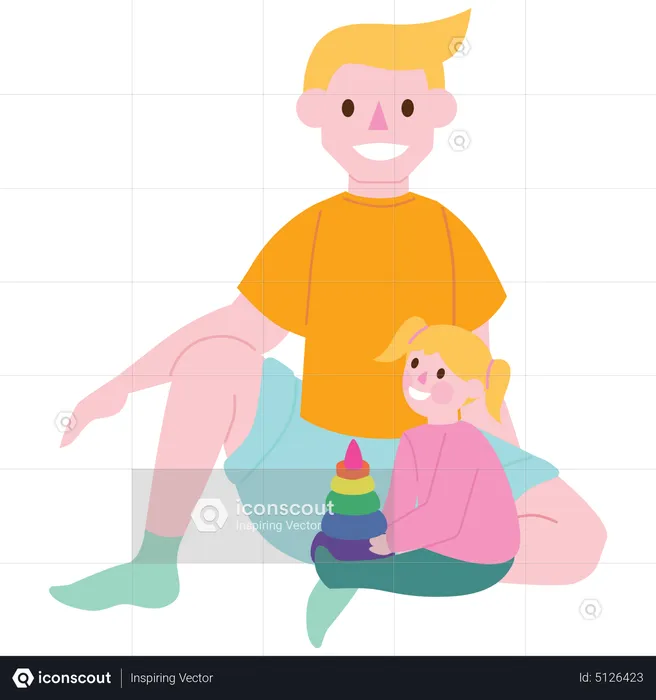 Father playing with daughter  Illustration