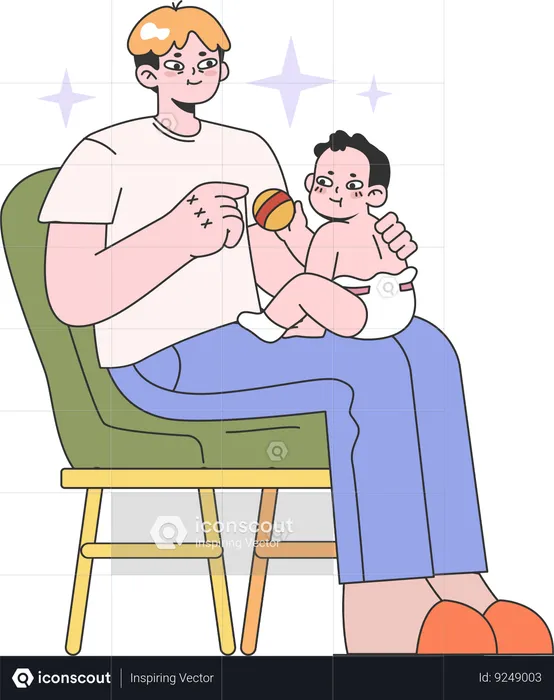 Father playing with little kid  Illustration