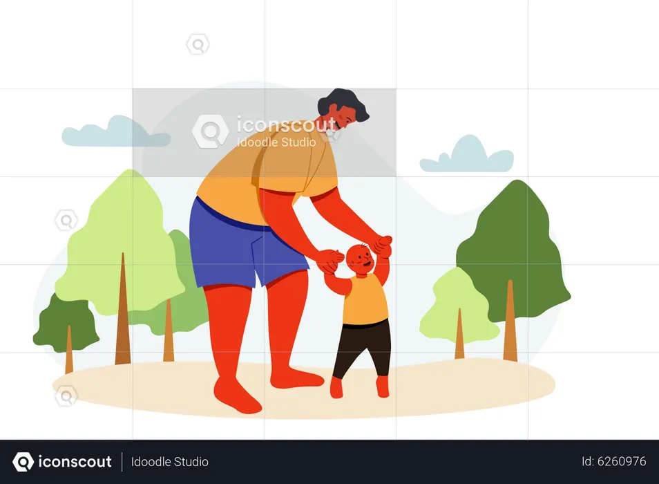 Father playing with little son  Illustration