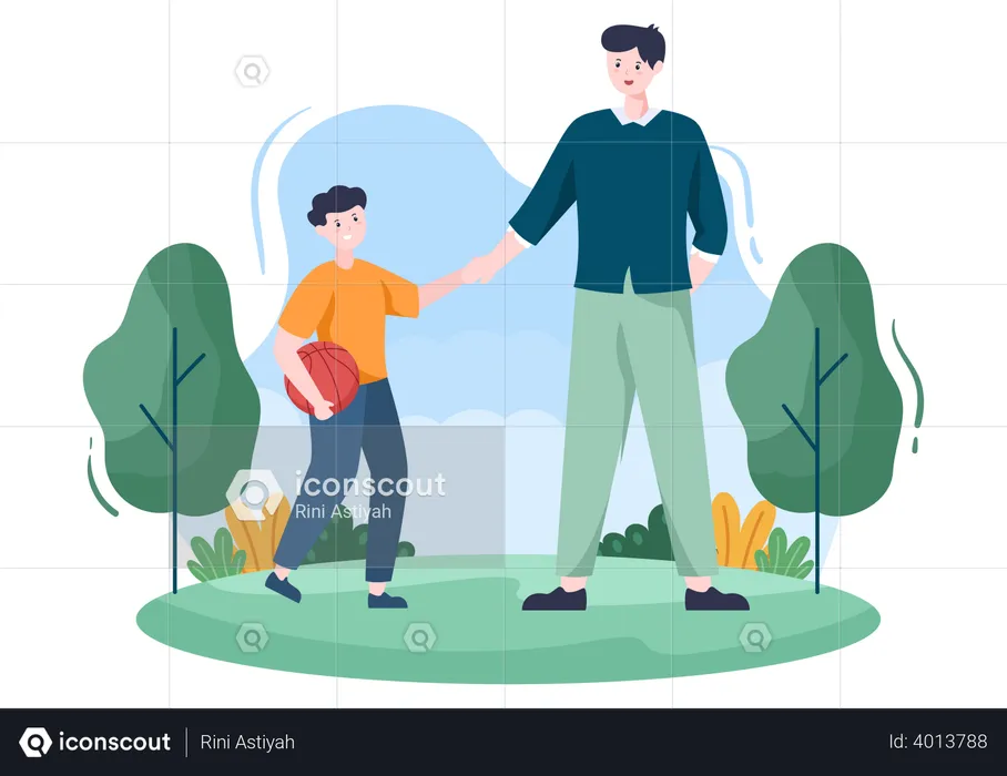 Father playing with son  Illustration