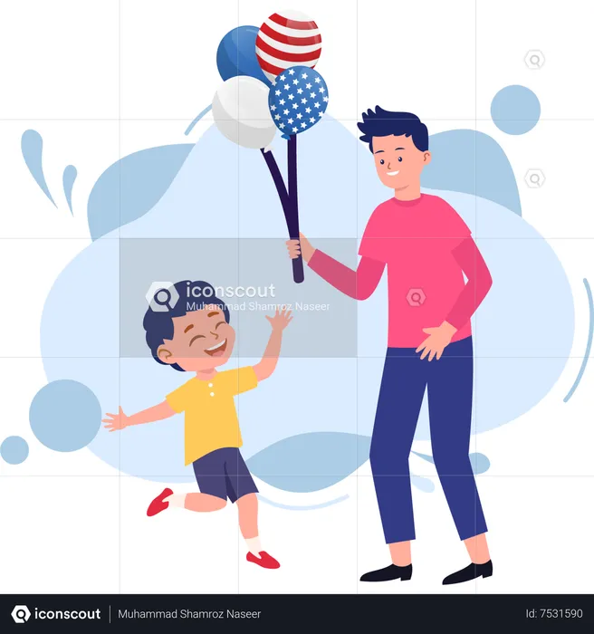Father playing with son on parents day  Illustration