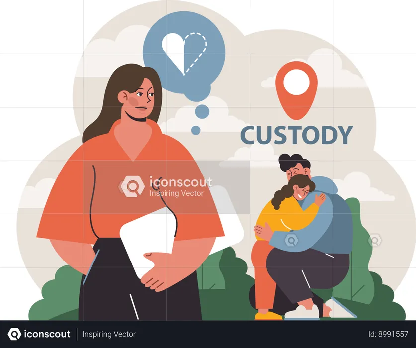 Father receives the custody of daughter  Illustration