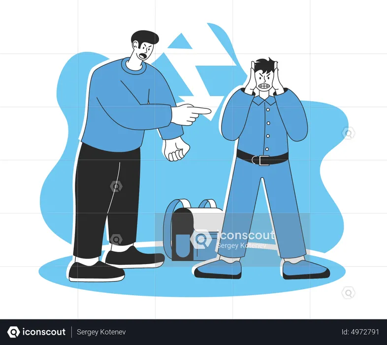 Father Scolding His Son  Illustration