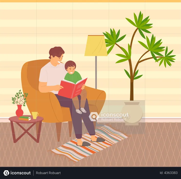 Father spending time with child  Illustration