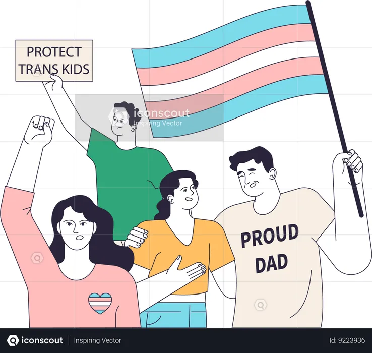 Father supporting trans kid  Illustration