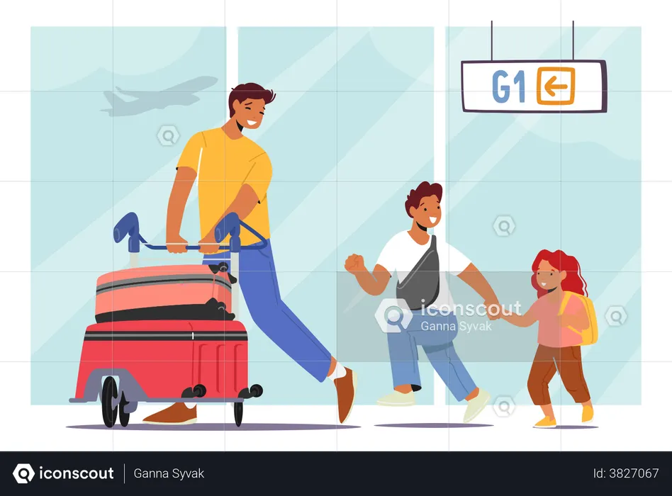Father Travelling  Illustration