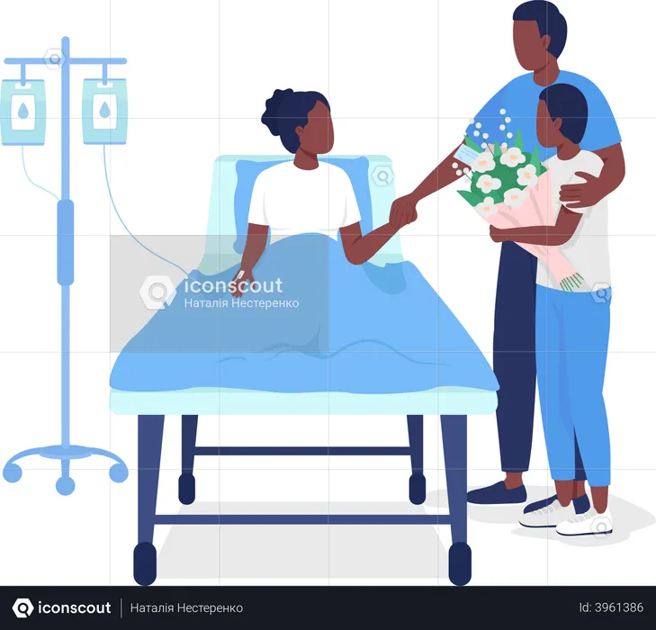Father visiting daughter at hospital s  Illustration