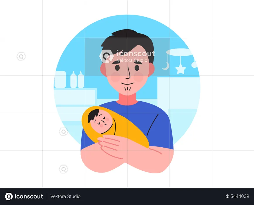 Father with Baby  Illustration