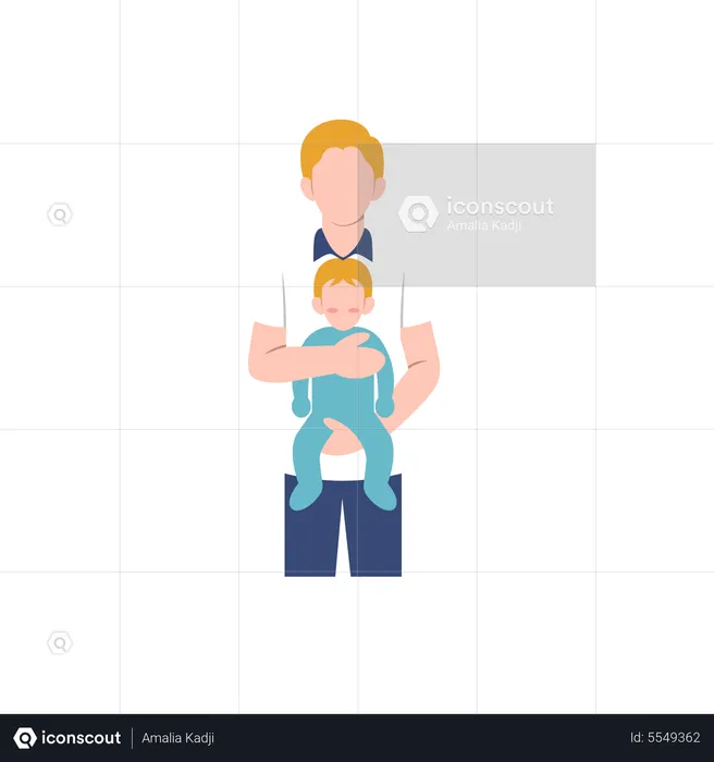 Father with little baby  Illustration