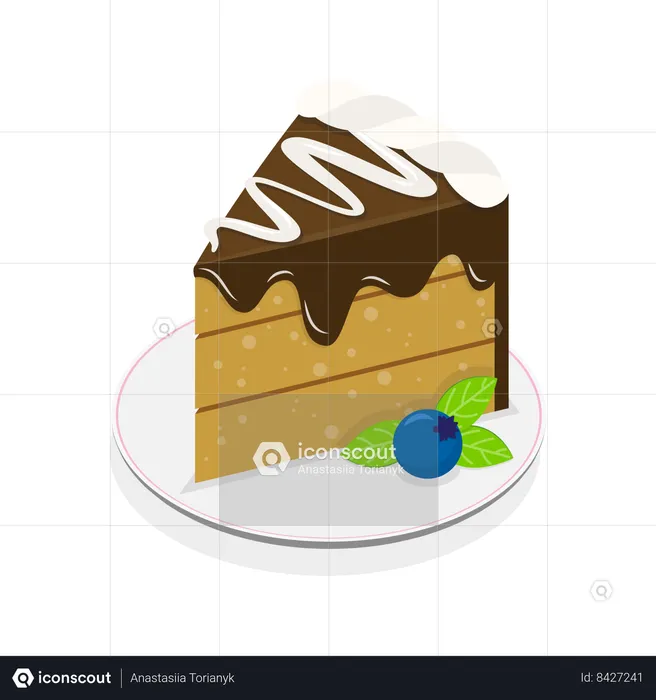 Fatia de bolo de chocolate  Ilustração