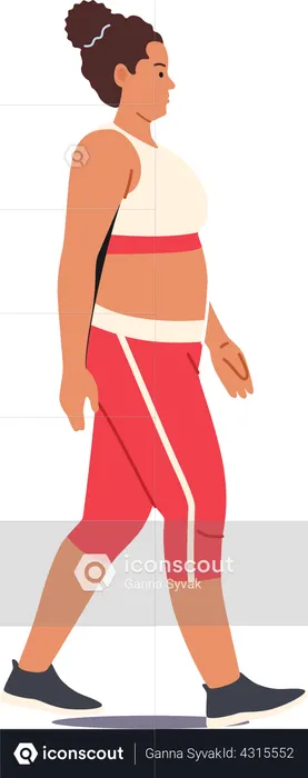 Fatty Overweight Girl Walking  Illustration