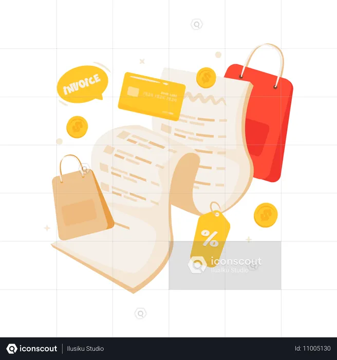 Fatura de compras com venda de compras  Ilustração