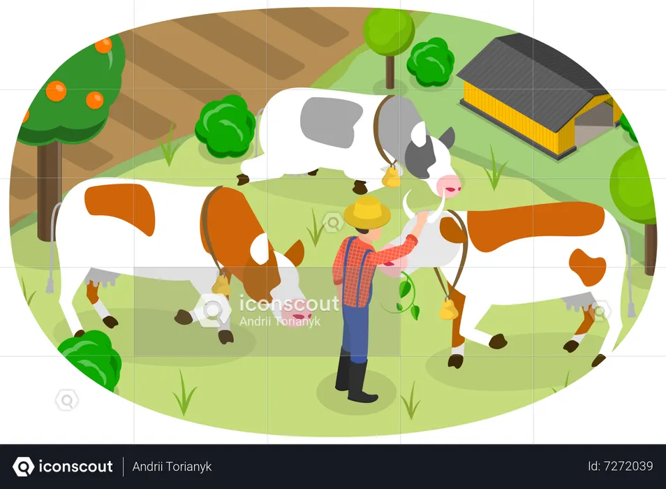 Fazenda de vacas  Ilustração