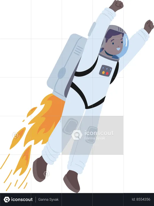 Fearless Kid Astronaut Soars Through The Cosmic Expanse With Jet Pack  Illustration