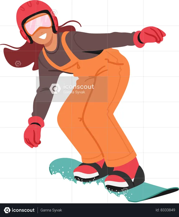 Fearless Kid Glides Down Snowy Slopes On Snowboard  Illustration