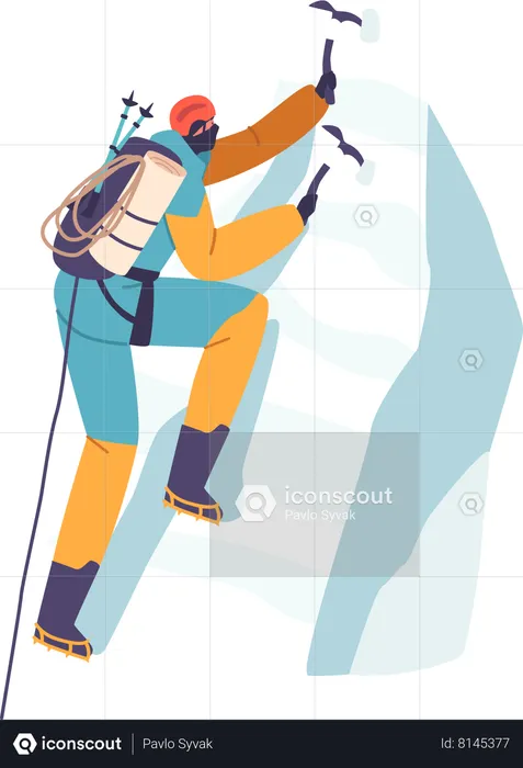 Fearless Rock Climber Conquers Vertical Challenge  Illustration