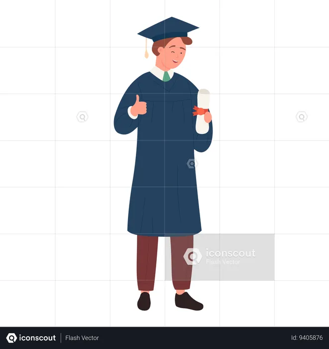 Estudante masculino graduado feliz  Ilustração