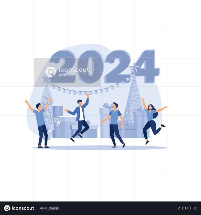 Feliz año nuevo 2024  Ilustración