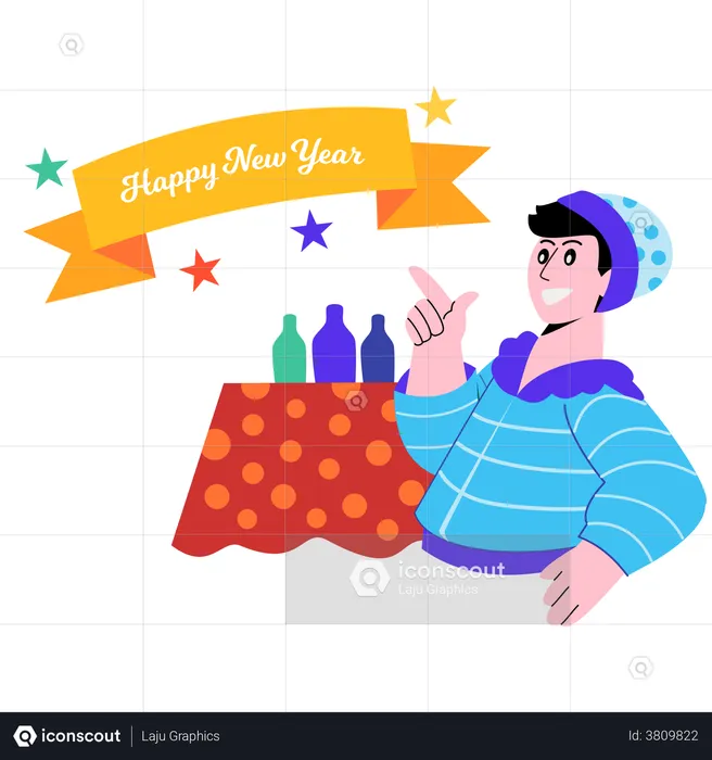 Feliz celebración de año nuevo  Ilustración