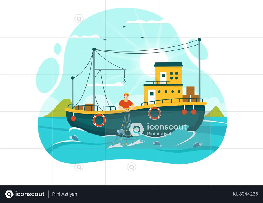 Feliz dia da pesca  Ilustração