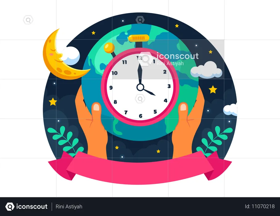 Feliz día de la hora del planeta  Ilustración