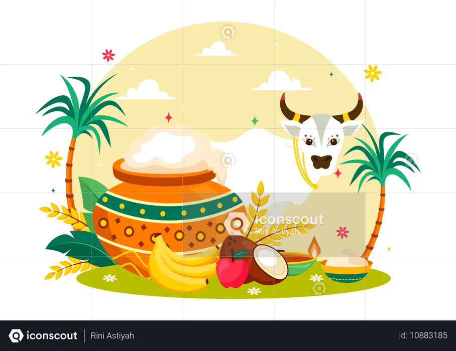 Feliz Celebração Pongal  Ilustração