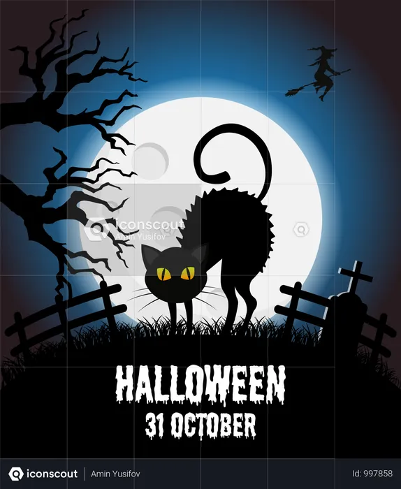 Cartel feliz del vector de Halloween  Ilustración