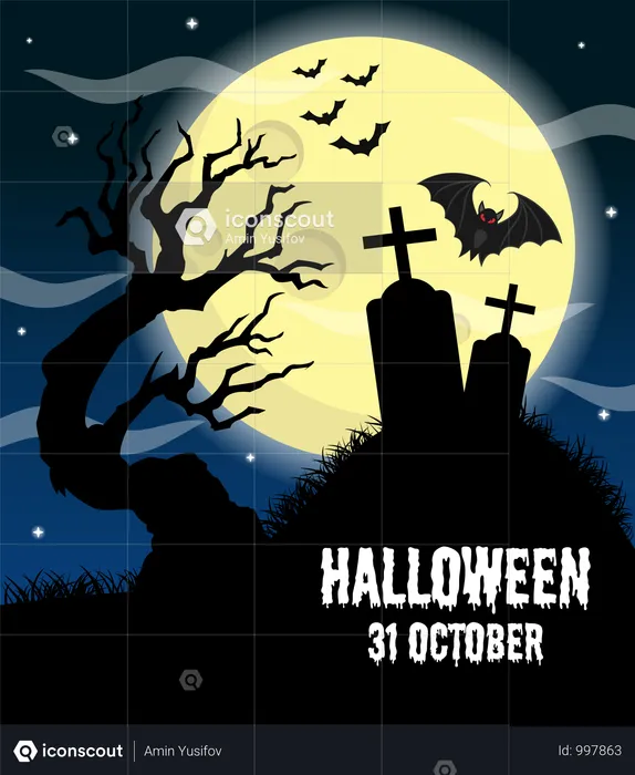 Cartel feliz del vector de Halloween  Ilustración