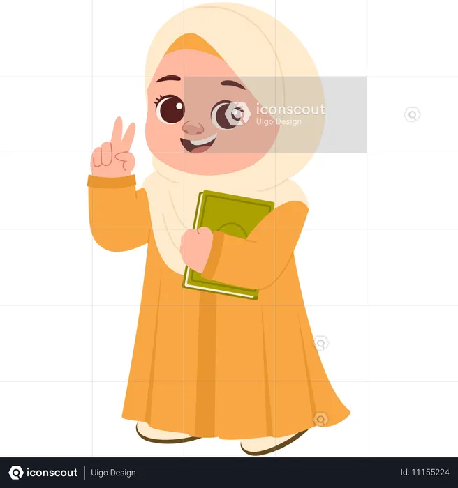 Feliz Muslimah com o Alcorão  Ilustração