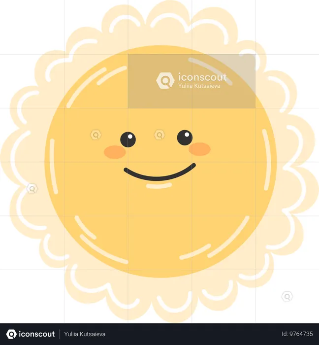 Emoji de sol feliz  Ilustración