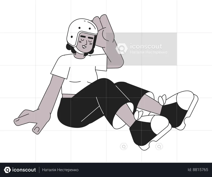 Fell down cyclist safety helmet laughing  Illustration