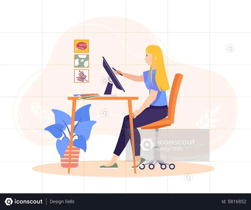 Female abstract art designer  Illustration