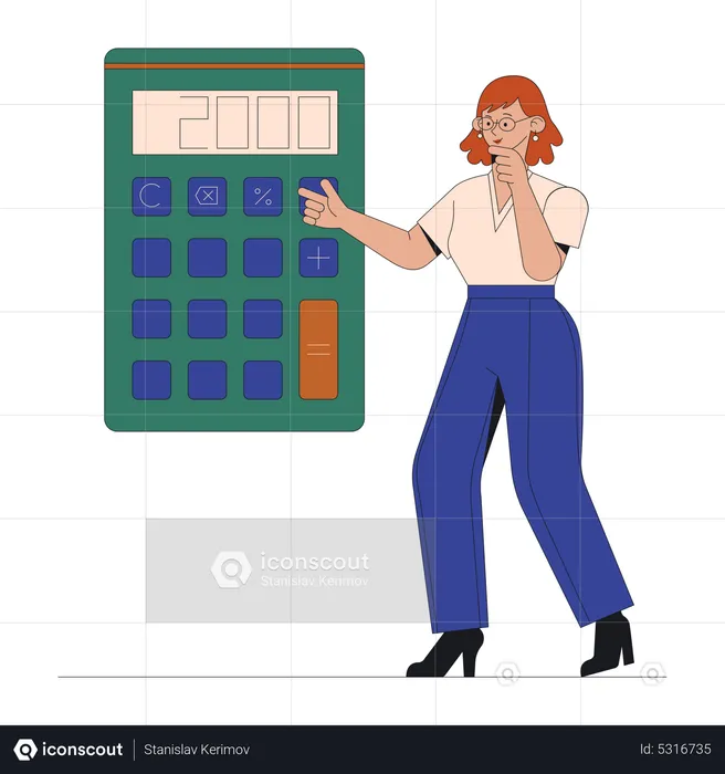 Female accountant doing budget calculation  Illustration