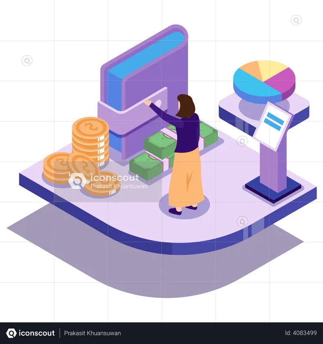 Female accountant planning financial budget  Illustration