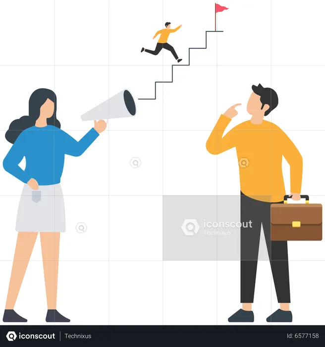 Female Advisor Give Advice To Reach Business Goal  Illustration