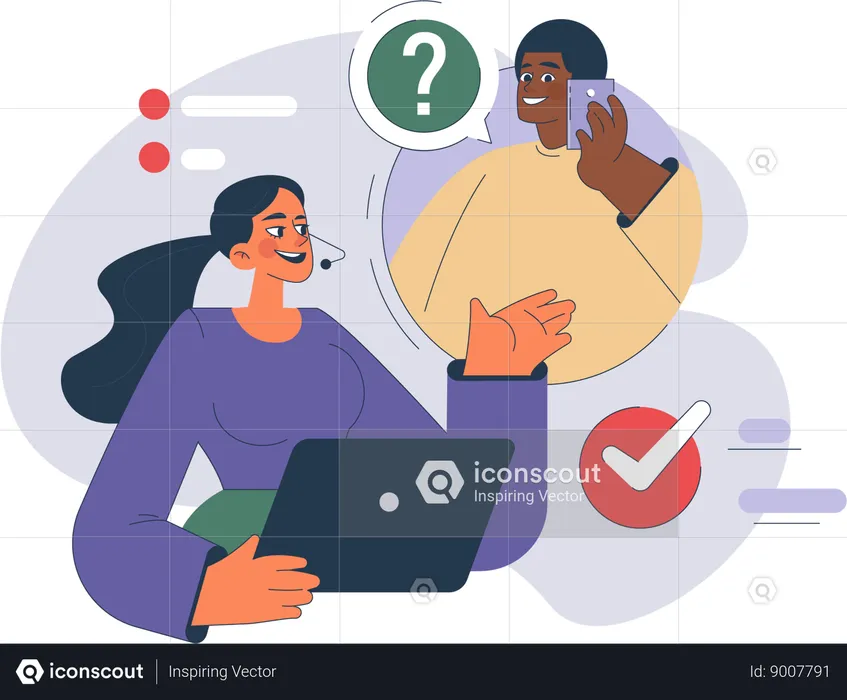 Female agent doing customer support  Illustration