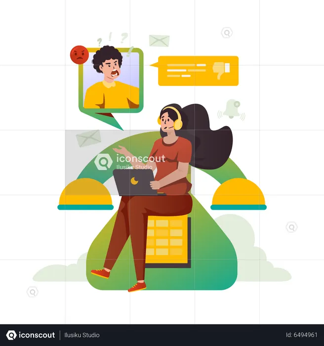 Female agent talking with customer  Illustration