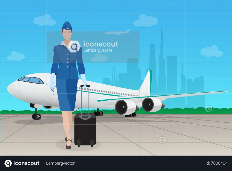 Female airline stewardess  Illustration