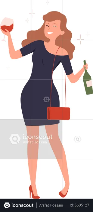 Female Alcoholic  Illustration