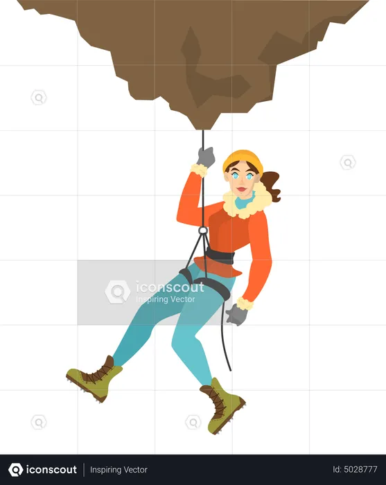 Female Alpinist climb the mountain  Illustration
