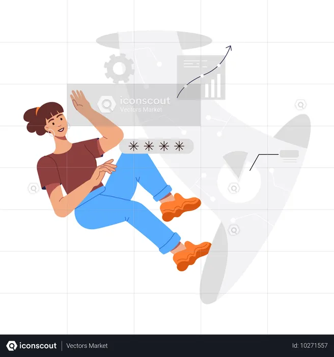 Female Analyze Production Progress  Illustration